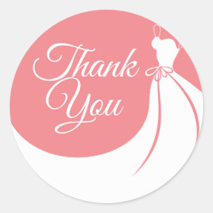 Peach Pink Elegant Gown Bridal Shower Thank You Classic Round Sticker