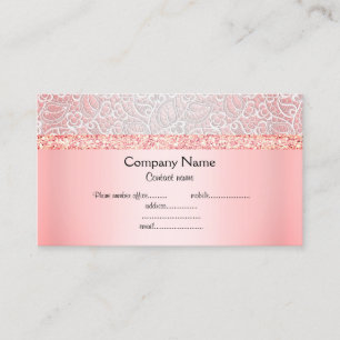 Peach Pink Elegant Lace business Card