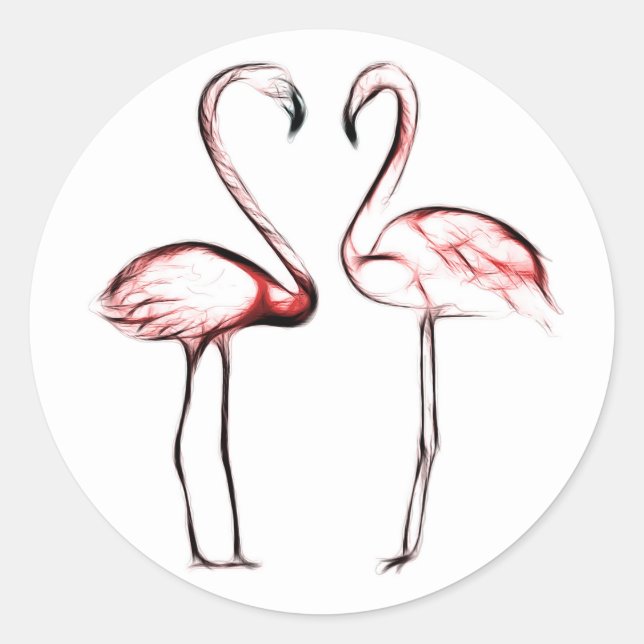 Peach Pink Flamingos Flamingo Party Favour Classic Round Sticker (Front)