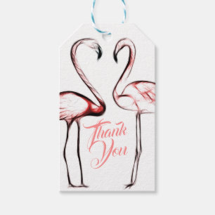 Peach Pink Flamingos Flamingo Party Favour Gift Tags