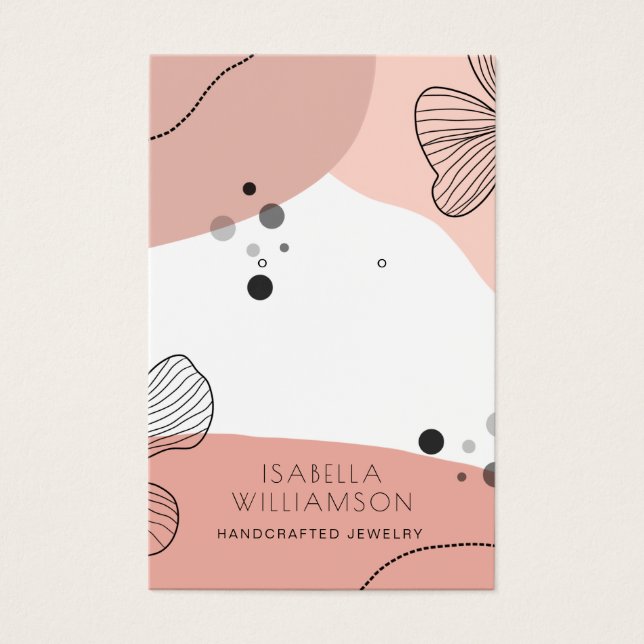 Peach Pink Flower Sketch Earring Display Card (Front)