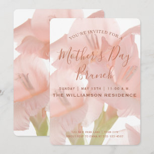 Peach pink Flowers  Mother's Day Brunch Invitation