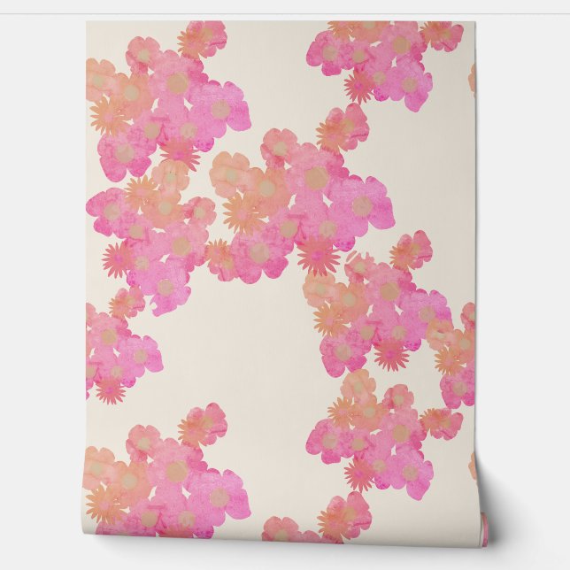 Peach Pink Flowers Wallpaper (Unrolling)