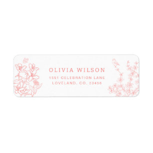 Peach Pink Garden Chinoiserie  Return Address