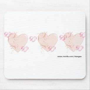 Peach & Pink Hearts Mouse Mat
