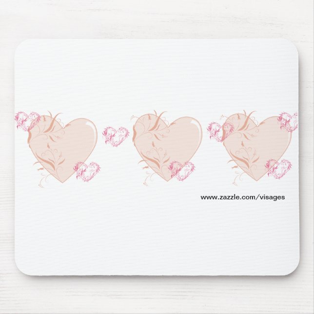 Peach & Pink Hearts Mouse Mat (Front)