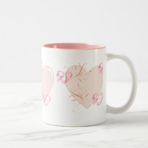 Peach & Pink Hearts Two-Tone Coffee Mug