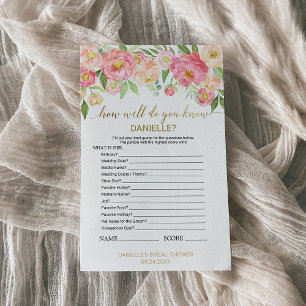 Peach Pink "How Well Do You Know The Bride" Game