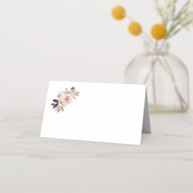 Peach Pink Lavender Purple Wildflowers Place Cards (Front)