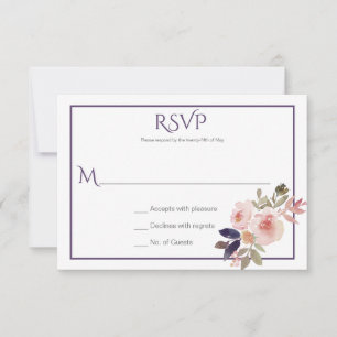Peach Pink Lavender Purple Wildflowers RSVP Card