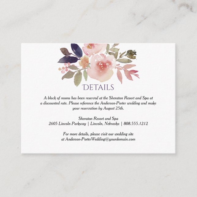 Peach Pink Lavender Wildflowers Enclosure Cards (Front)