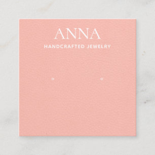 Peach Pink Leather Earring Display Square Business Card