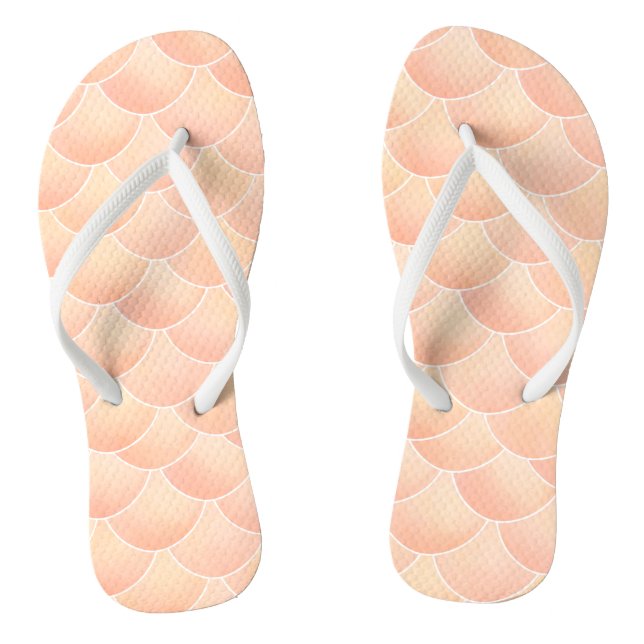 Peach Pink Mermaid Flip Flops (Footbed)