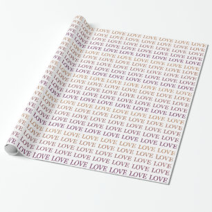 Peach Pink Ombre Love Wrapping Paper