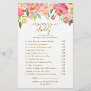 Peach & Pink Peony Flower Baby Word Scramble Game