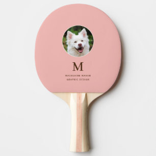 Peach Pink Pet Photo Personalised Ping Pong Paddle
