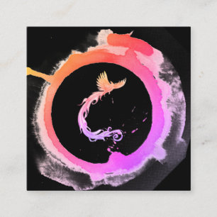 *~* Peach Pink Phoenix Ring of Ombre Fire Square Business Card
