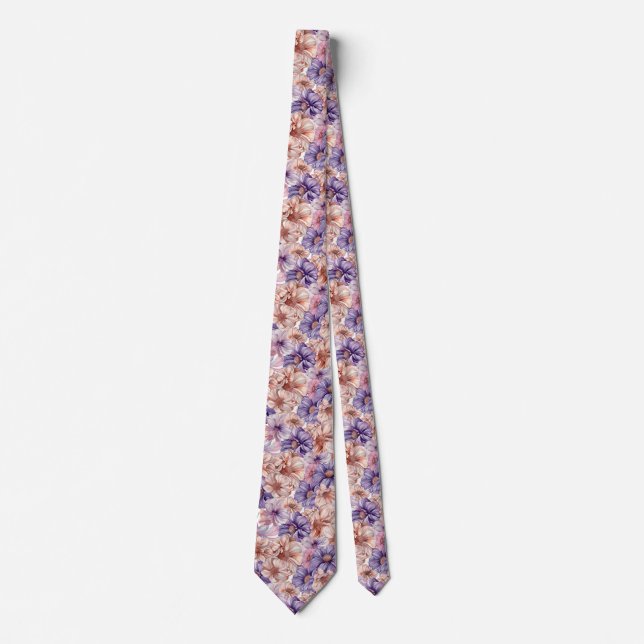 Peach, Pink, Purple Floral Tie (Front)