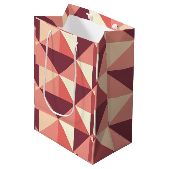 Peach Pink Purple Triangle Geometric  Medium Gift Bag (Front Angled)