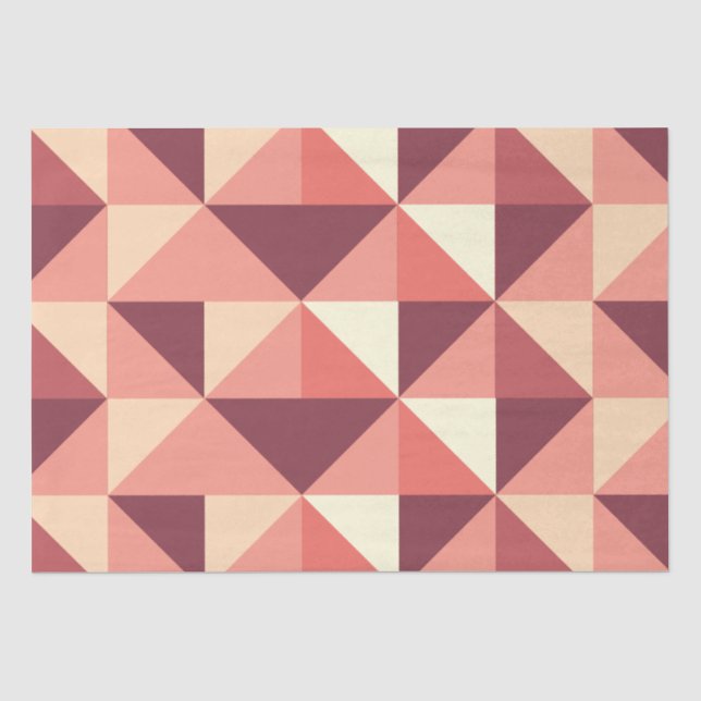 Peach Pink Purple Triangle Geometric Pattern Tissue Paper (Front)