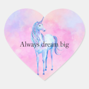 Peach Pink Purple Unicorn Heart Sticker