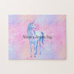 Peach Pink Purple Unicorn Jigsaw Puzzle