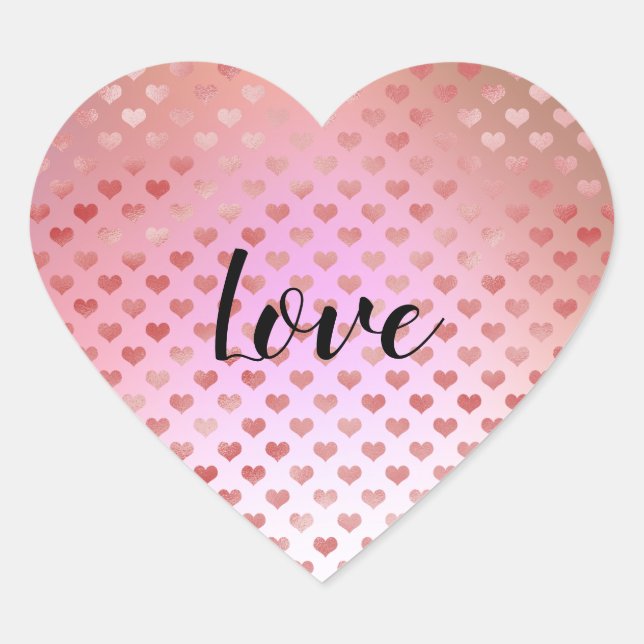 Peach Pink Red Hearts Ombre Heart Sticker (Front)