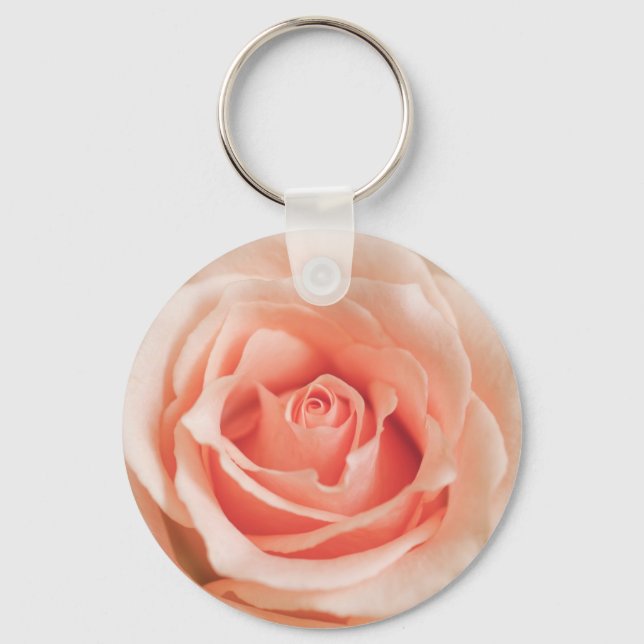 Peach Pink Rose Background Customised Template Key Ring (Front)