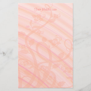 Peach Pink Spirals Flowers Personalised Template Stationery