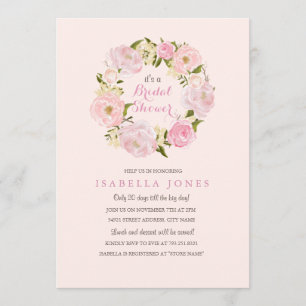 Peach Pink Spring Rose Bridal Shower Invitation