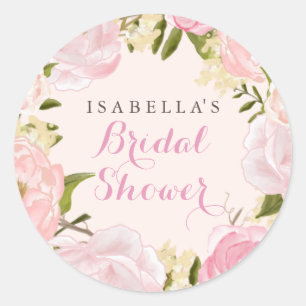 Peach Pink Spring Rose Bridal Shower Sticker
