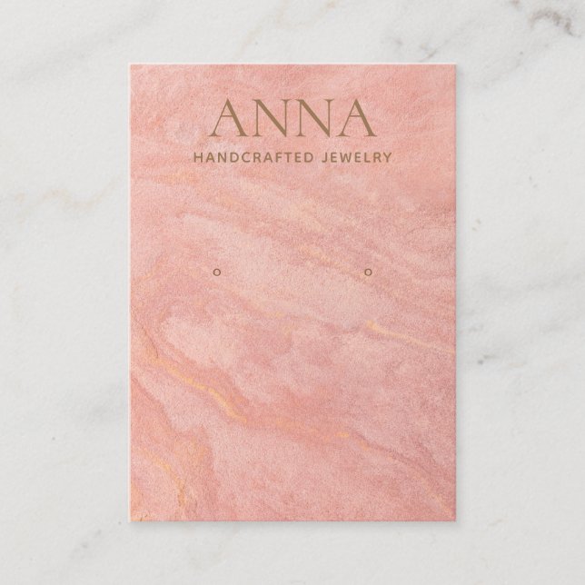 Peach Pink Stone  Earring Display Business Card (Front)