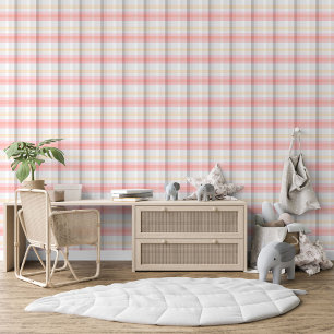 Peach Pink Taupe Beige Gray Yellow Plaid Pattern Wallpaper