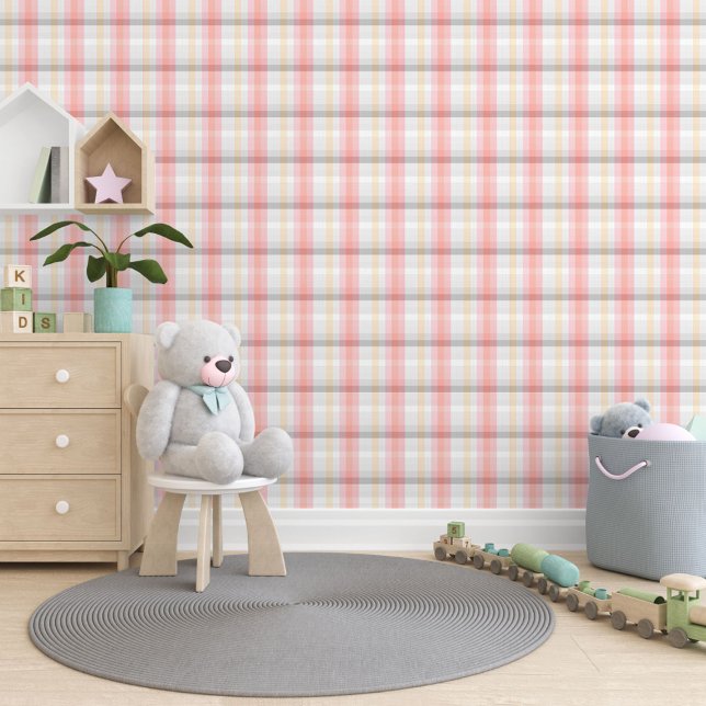 Peach Pink Taupe Beige Grey Yellow Plaid Pattern Wallpaper (Creator Uploaded)