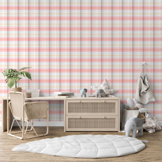 Peach Pink Taupe Beige Grey Yellow Plaid Pattern Wallpaper