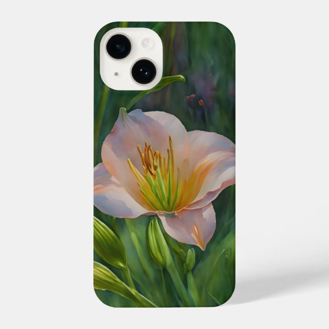 Peach Pink Tropical Lily Flower Art Phone Case (Back)