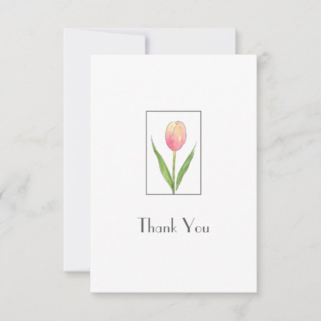 Peach Pink Tulip Thank You Card (Front)