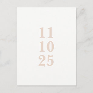 Peach pink typography save the date postcard