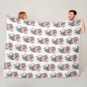 Peach Pink Unicorn Dream  Fleece Blanket
