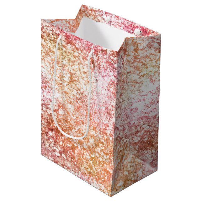 Peach Pink Unicorn Dream Glitter Medium Gift Bag (Front Angled)