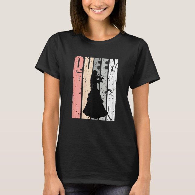 Peach Pink Violin Queen Princess Woman Violinist T-Shirt (Front)