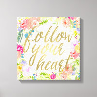 Peach Pink Watercolor Floral Follow your heart
