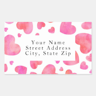 Peach Pink Watercolor Hearts Pattern Labels