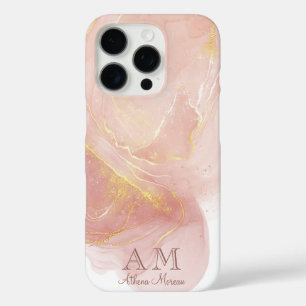 Peach Pink Watercolor Ink Customisable iPhone 16 Pro Case