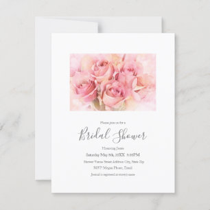 Peach Pink Watercolor Roses Invitation