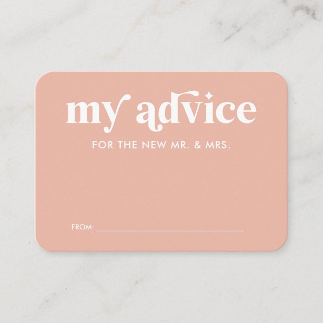 Peach Pink Wedding Advice Card (Front)