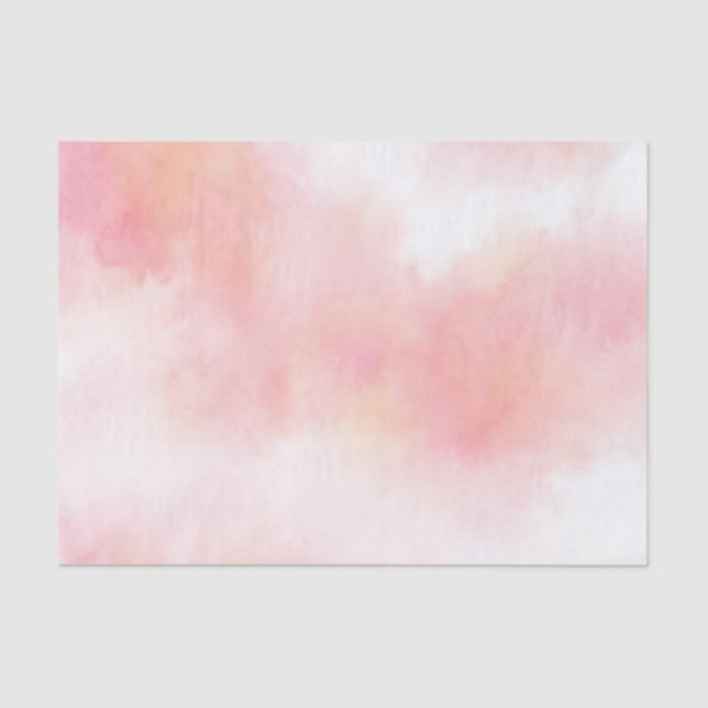 Peach Pink White Watercolor Abstract Tissue Paper (Front)