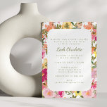 Peach Pink Yellow Watercolor Floral Bat Mitzvah Invitation<br><div class="desc">Trendy Peach Pink Yellow Watercolor Floral Bat Mitzvah Invitation</div>
