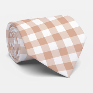 Peach Plaid Gingham Retro Color Neck Tie