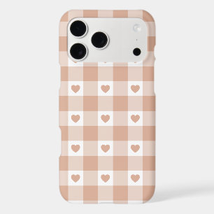 Peach Plaid Heart Gingham Retro iPhone Case